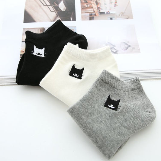 Women Ankle Socks Cotton Comfortable Japanese Style Summer Short Socks For Women High Quality Cat Embroidery Cute Breathable