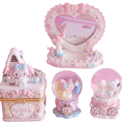 Sanrio Kawaii Cute My Melody Littletwinstars Cute Crystal Ball Cartoon Jewelry Box Ornament Birthday Gifts for Friends