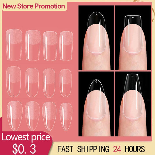 Press On Nails Coffin Nail Tips Clear Full Cover Fake Nail Artificial Press On Long Ballerina Transparent Nail Extensions
