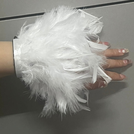 Ostrich Feather Cuff for women Feather cuffs for wrist Elegant feather snap bracelet nail photo cuffs Shirts cuffs with feather