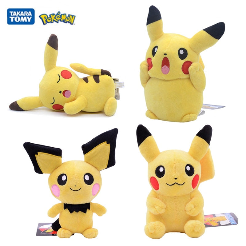 New Pokemon 20-25cm Anime Figure Pikachu Sleeping Cute Scream Plush Dolls Pet Stuffed Model Pendant Toy Children Christmas Gifts