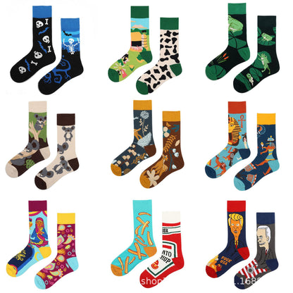 Mandarin duck asymmetric ab socks net red ins animal and plant in the tube cartoon fashion sports cotton socks