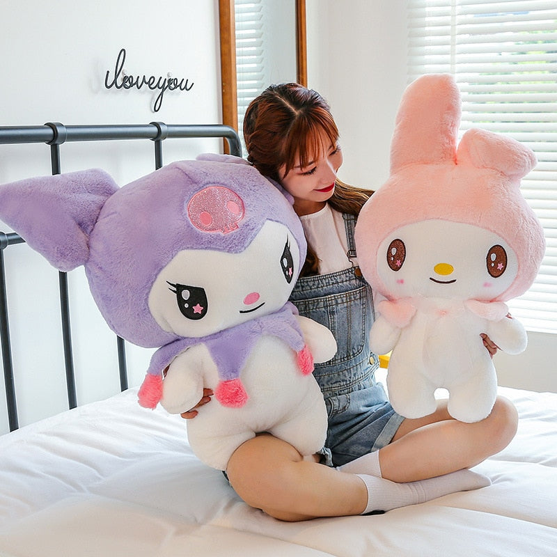 GIANT Kuromi Plush Toy Big Kawaii Sanrio Plushies Stuffed Animal Room Decor Hello Kitty Accessories My Melody Cute Japanese Soft Toys for Girls