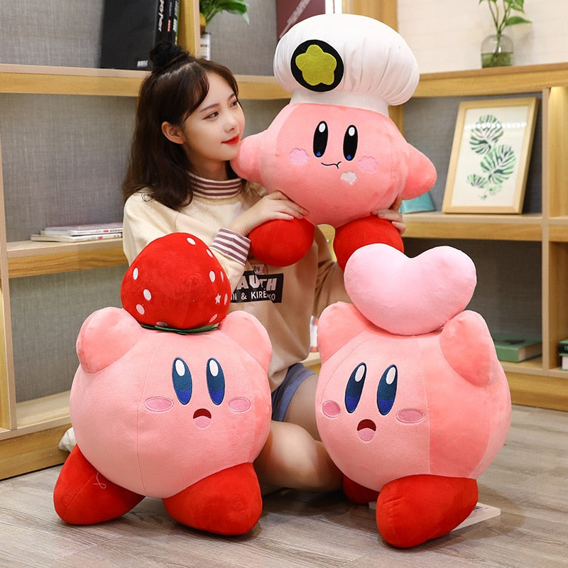 Star Kirby Plush Toys Pillow Cute Chef Love Strawberry Kirby Video Game Plush Doll Soft Stuffed Cartoon Sofa Cushion Birthday Gift for Kids