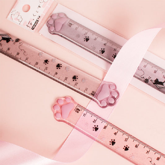 1 Pcs Oeny Cute Kitty Cats Paw Straight Ruler Kawaii Stationery Funny Drawing Gift Korean Office School Measuring Drawing